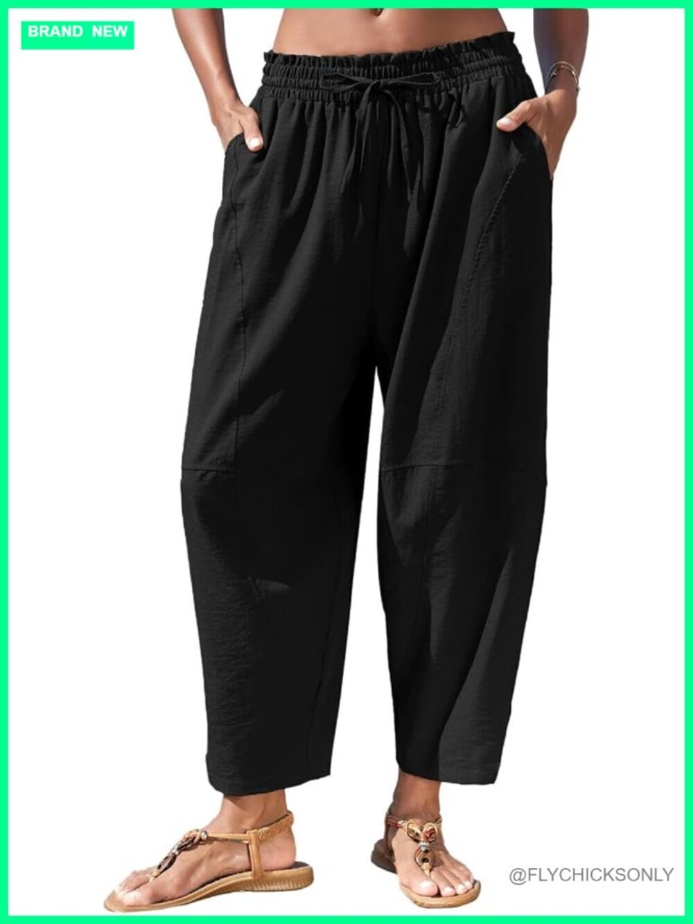 High Waist Wide Leg Harem Palazzo Trousers Casual Barrel Pants with Pockets
